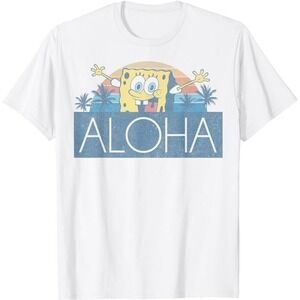 SpongeBob SquarePants Aloha Vintage Sunset White T-Shirt Size 3XL